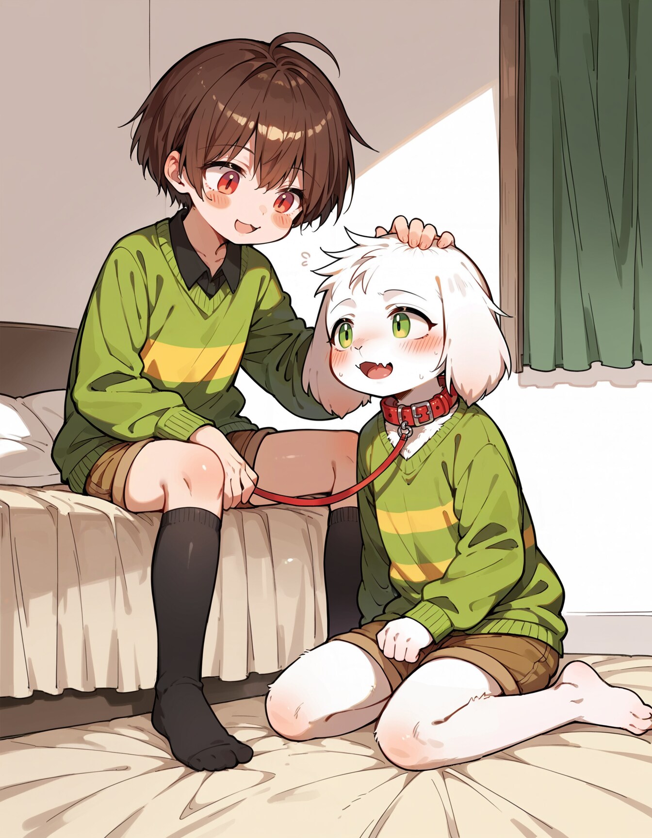 首輪をつけられるアズリエルくん