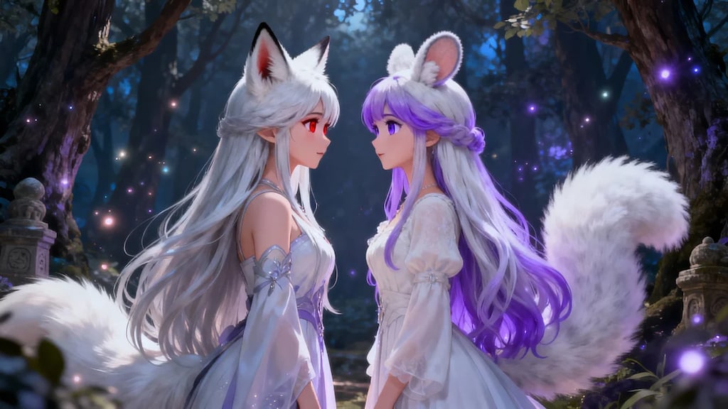 キツネとリスの御神体の出会い？