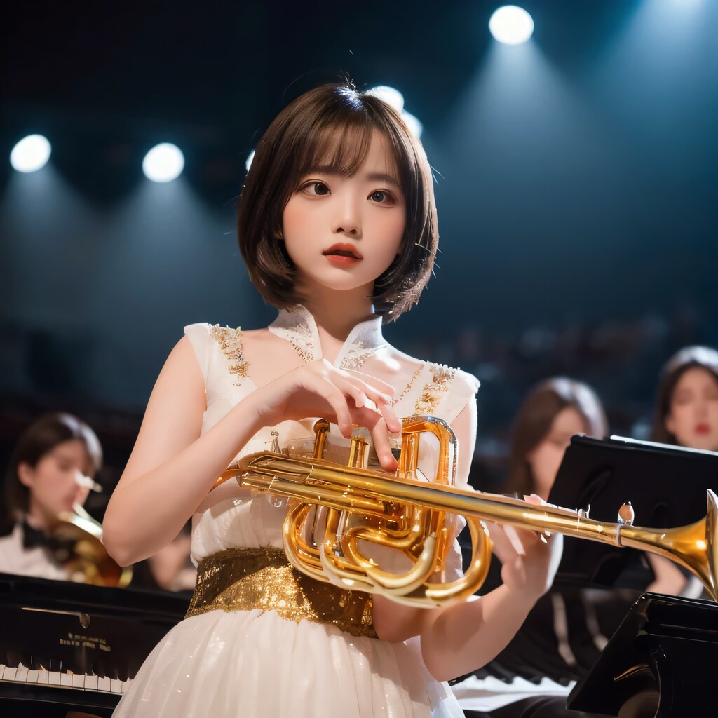 黒髪ボブでブラスバンドの美女１１