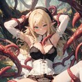 触手に服を脱がされていくエルフの若奥様 2枚目