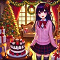 クリスマスケーキと、黒髪ロング少女★その1(5枚) 2枚目