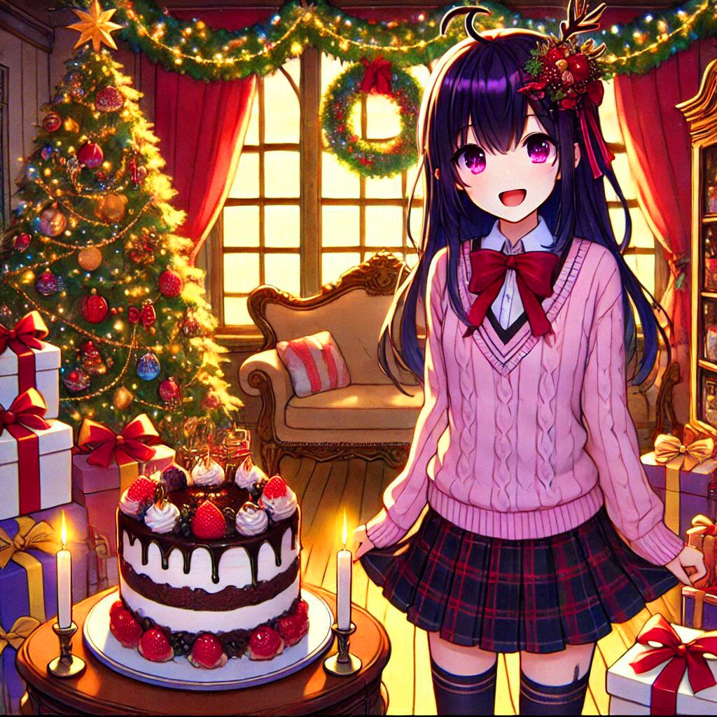 クリスマスケーキと、黒髪ロング少女★その1(5枚)