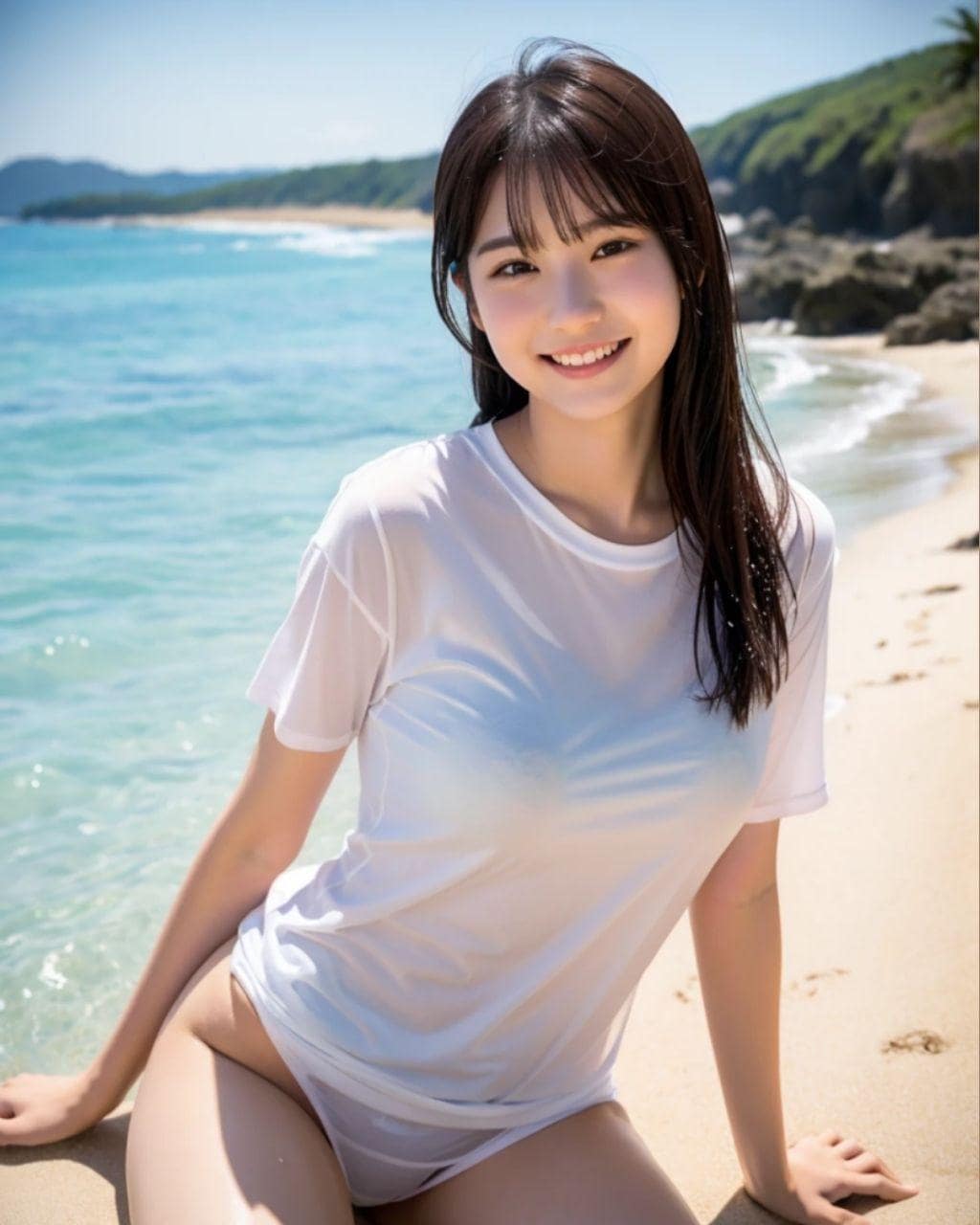 彼女（アイドル）とビーチで撮影会