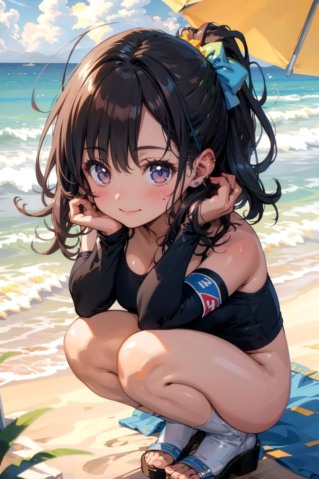 下をはいてない渚の少女