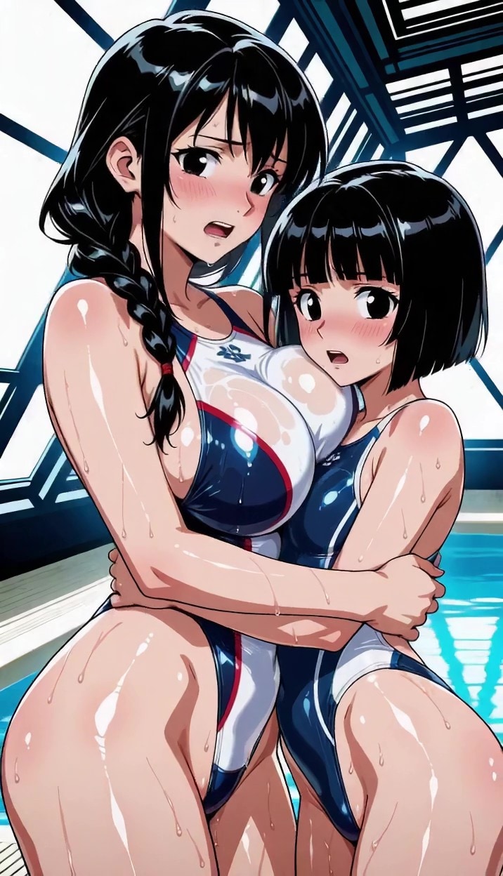（悪の百合っ娘🩷ハイレグ女戦闘員達の消滅5秒前💦パラパラ疑似アニメ）迫る正義の必殺技！確実な自分達の消滅に恐怖し互いを強く抱きしめながら数秒後に消滅する💦悲しき悪の百合ハイレグ美少女達😭💦
