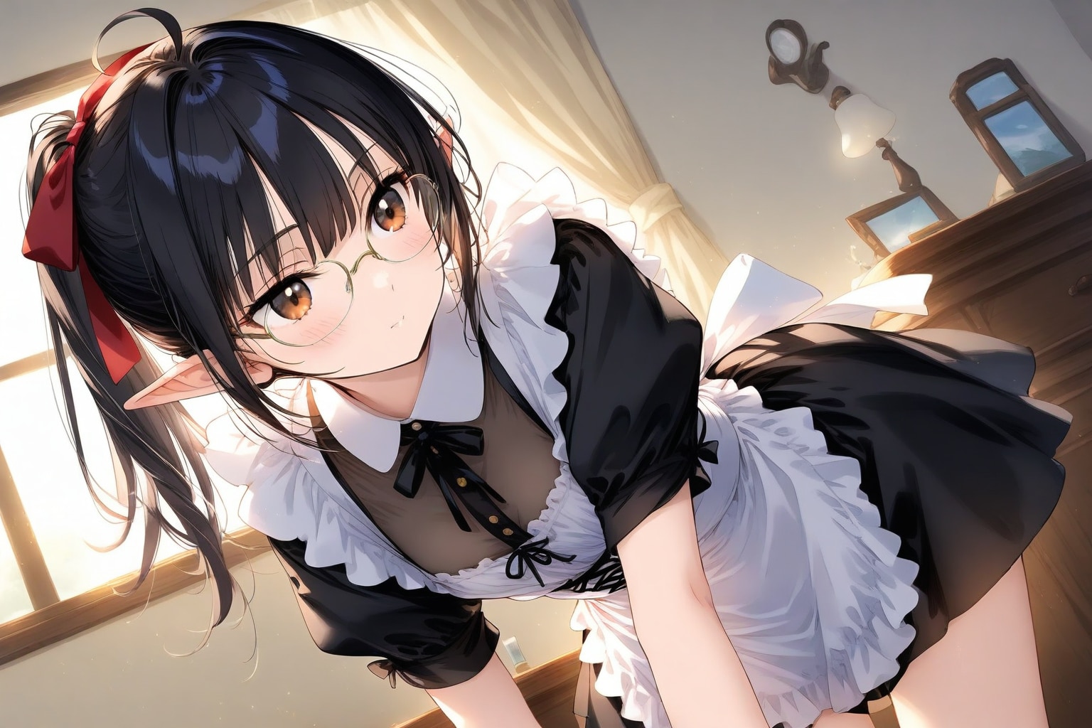 エルフ眼鏡メイド | の人気AIイラスト・グラビア