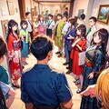 文化の日には、みんなで美術館に行こう！（４枚）レトロモダン街シリーズ54 3枚目