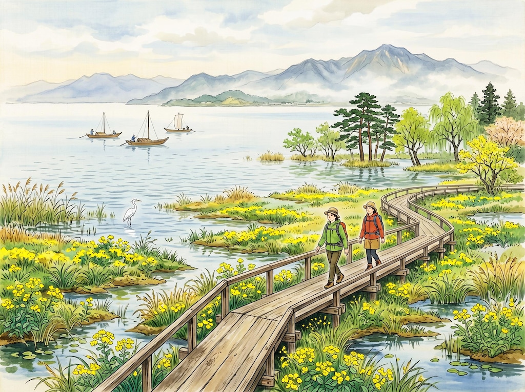 滋賀県高島の湖岸風景