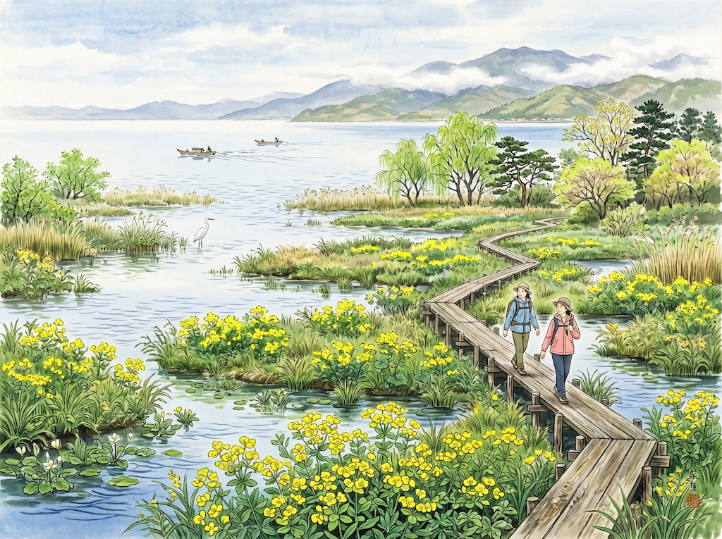 滋賀県高島の湖岸風景