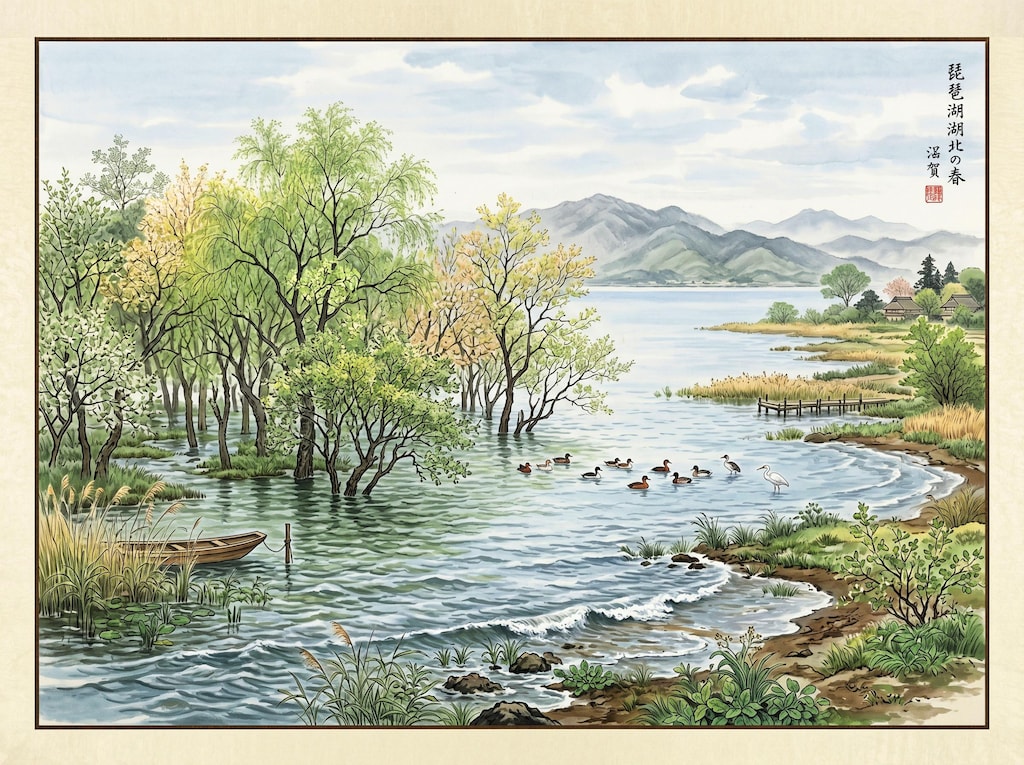 滋賀県高島の湖岸風景