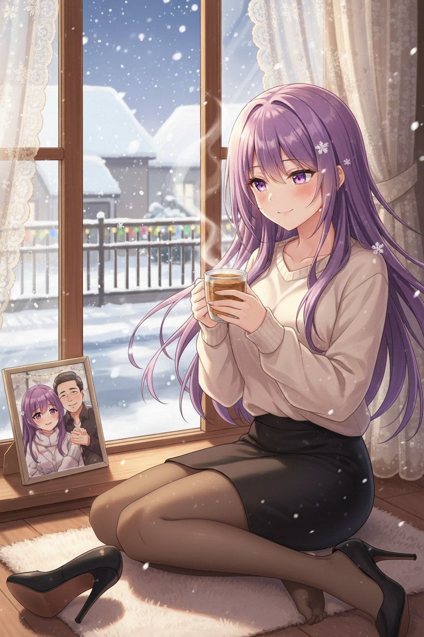 雪窓に偲ぶ恋影 | の人気AIイラスト・グラビア