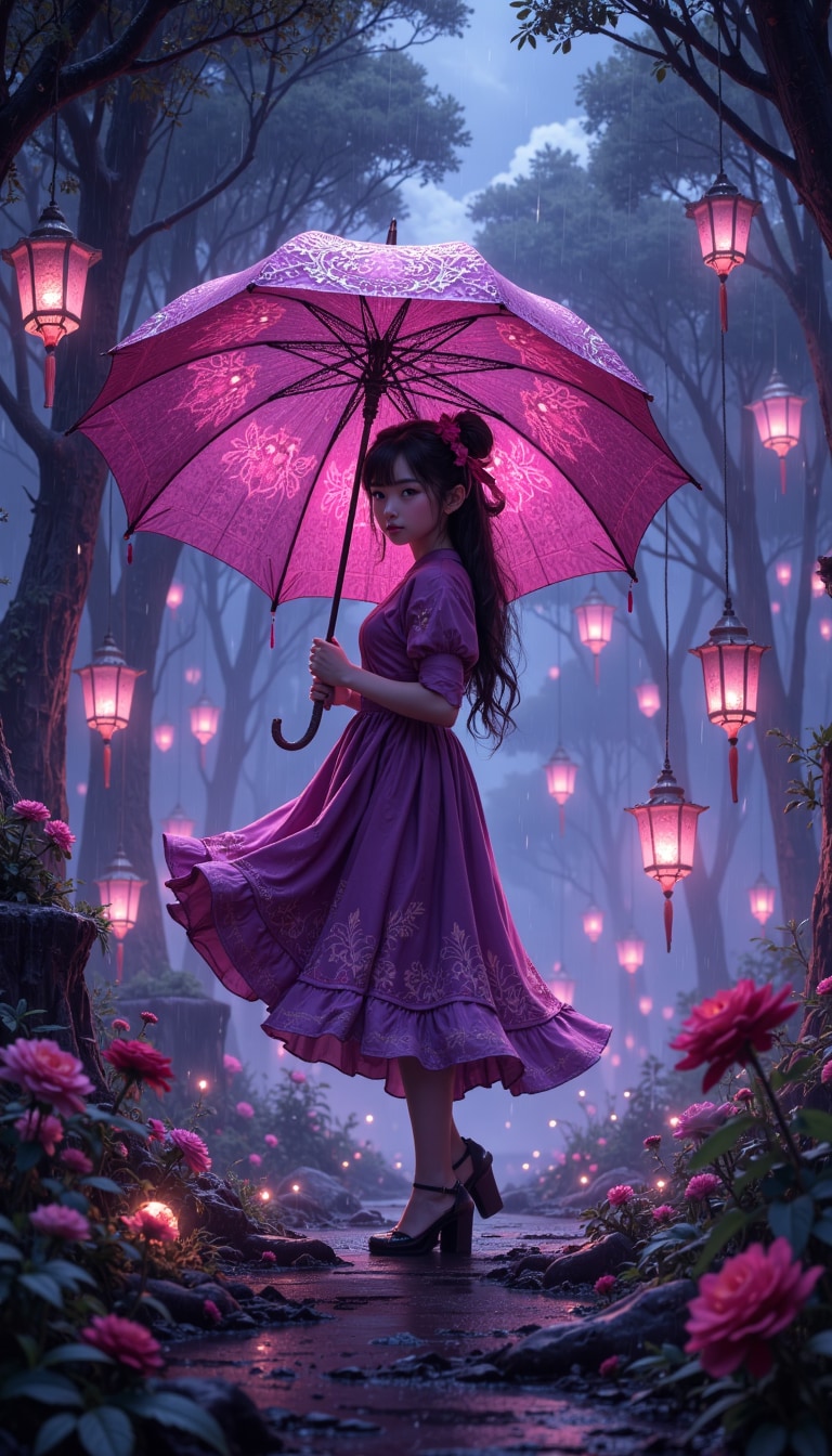 魔法の森に降る雨に