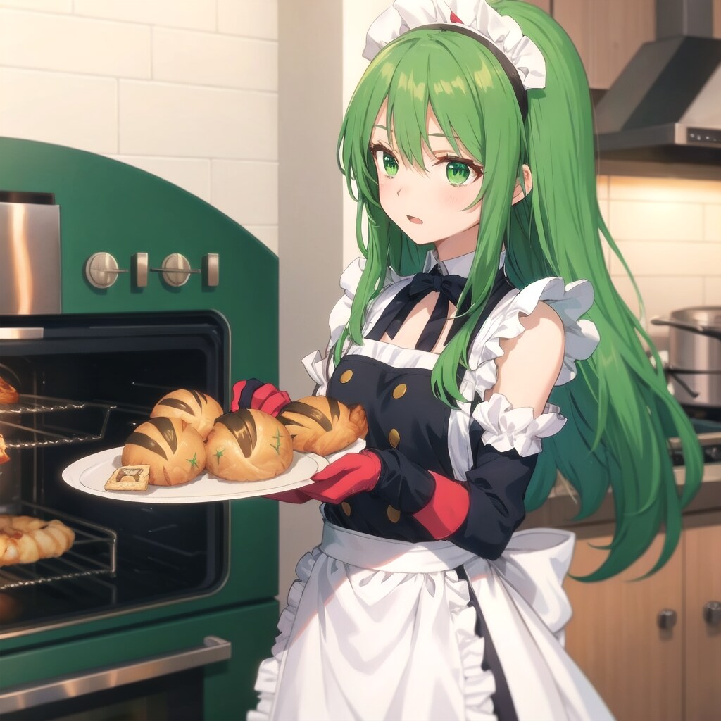集中してパンを焼く