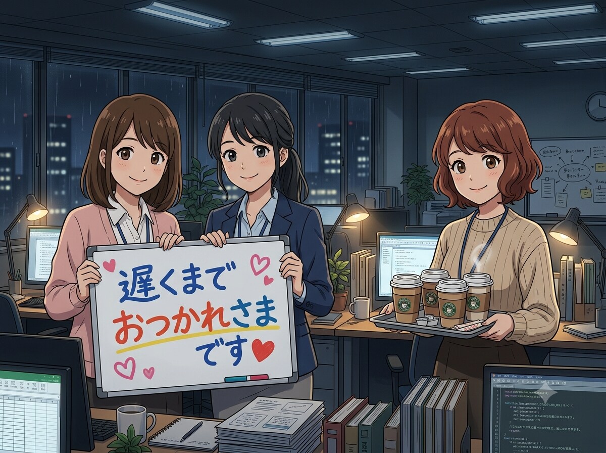 遅くまでお疲れ様です♬