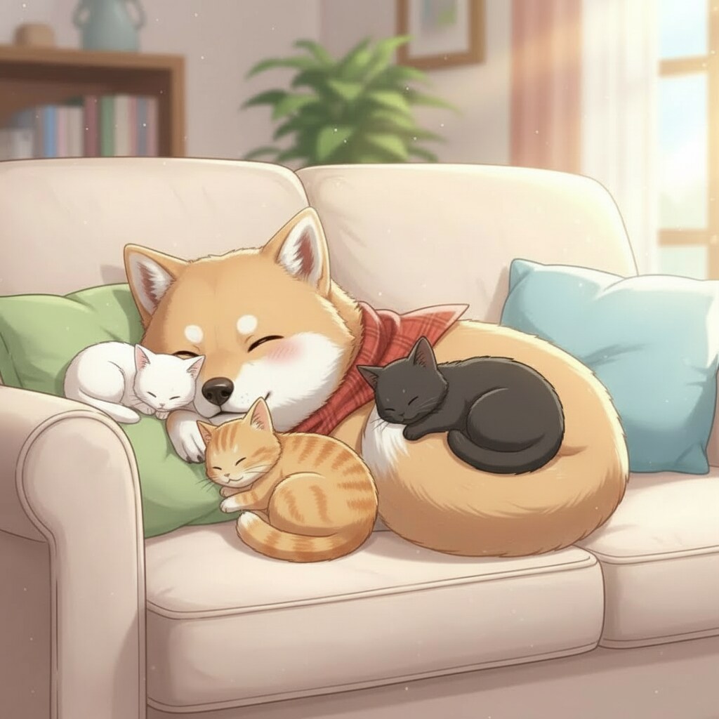 仲良くお昼寝中🐶😺 | の人気AIイラスト・グラビア