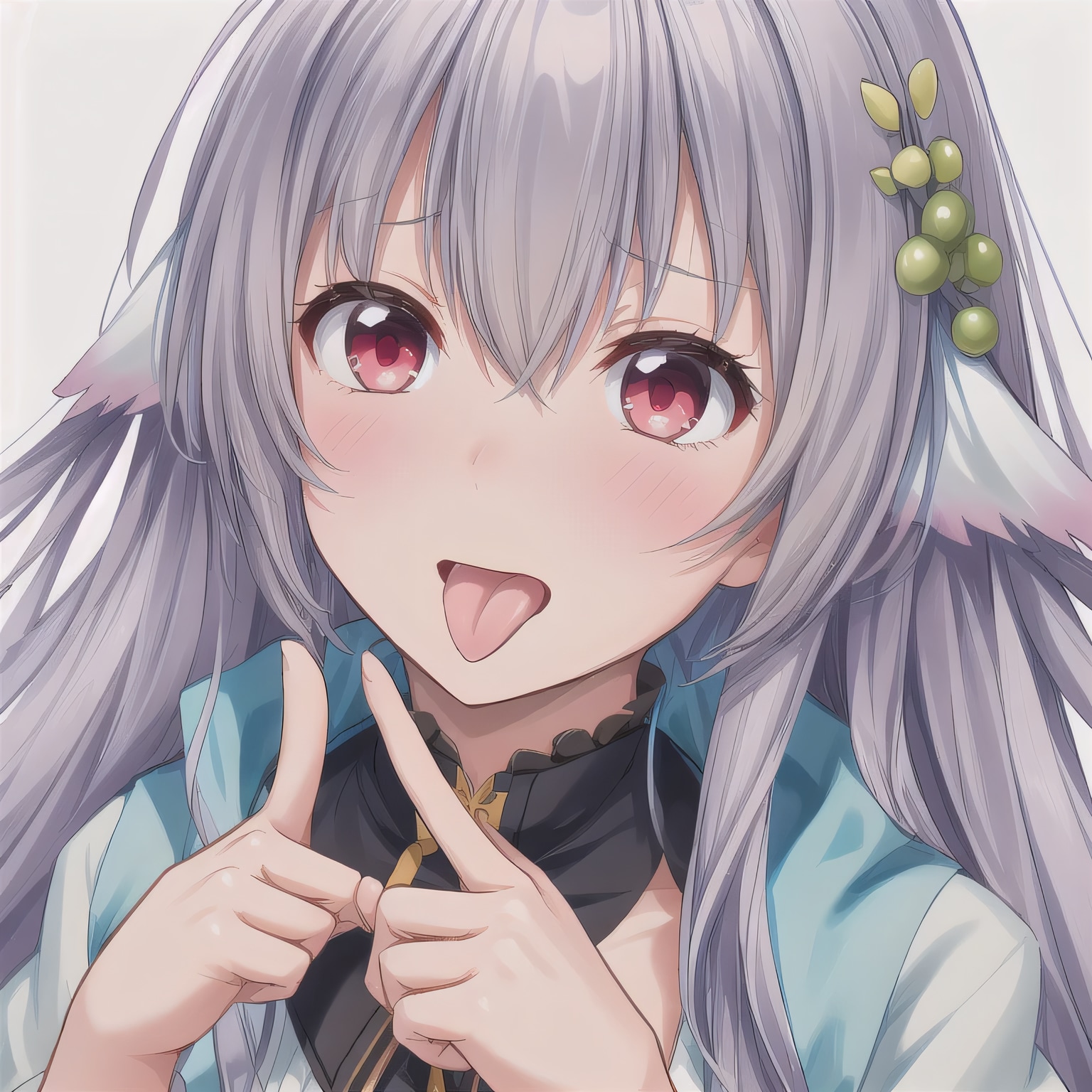 灰髪ロングの舌出し少女７ | の人気AIイラスト・グラビア