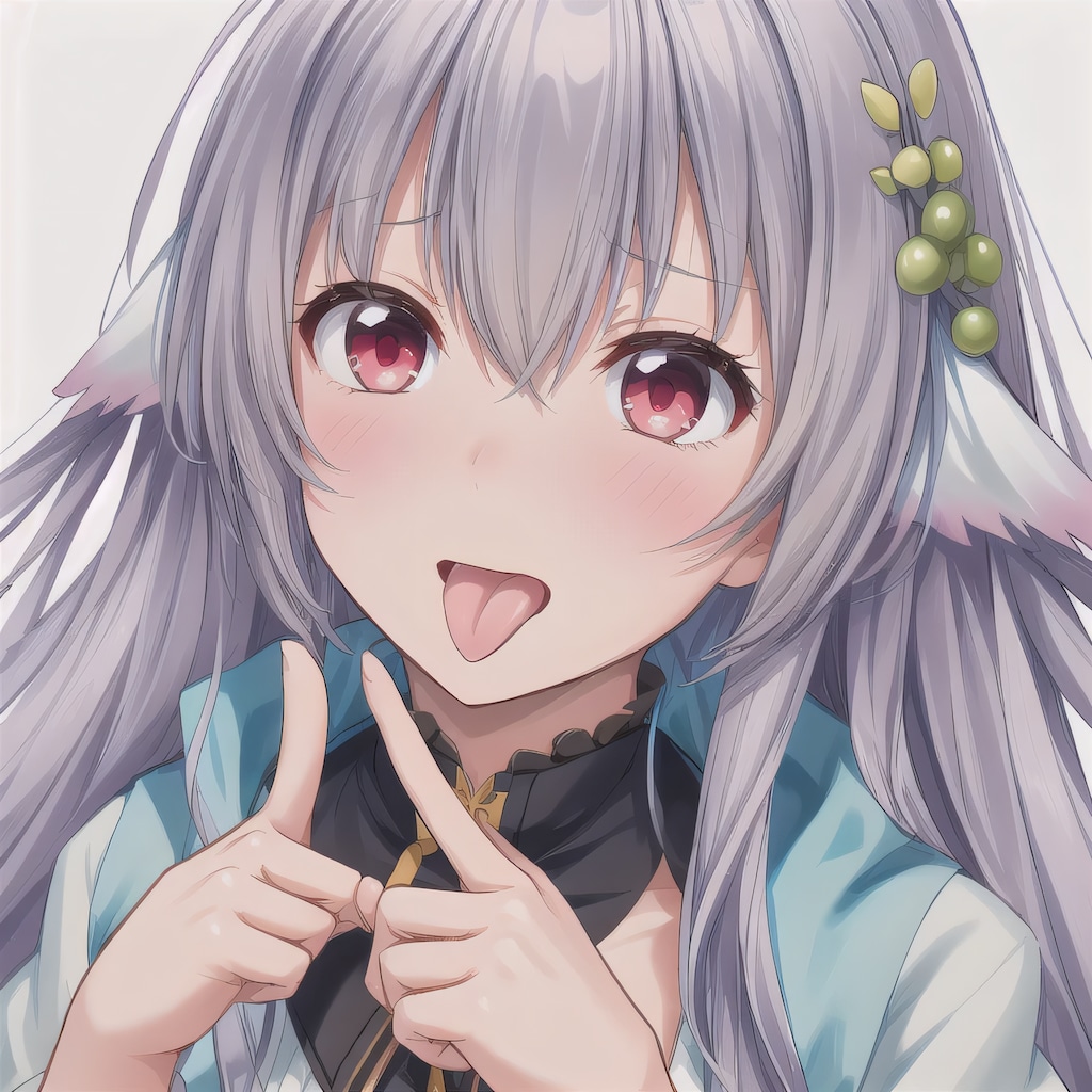 灰髪ロングの舌出し少女７