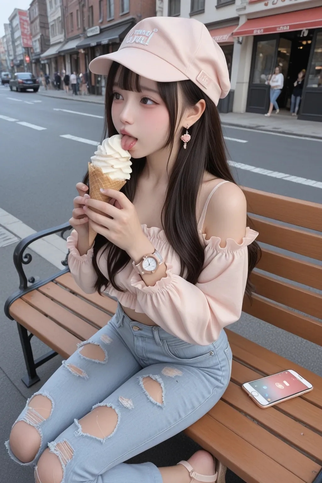 地雷系ちゃんとアイスクリーム《SeaArt》
