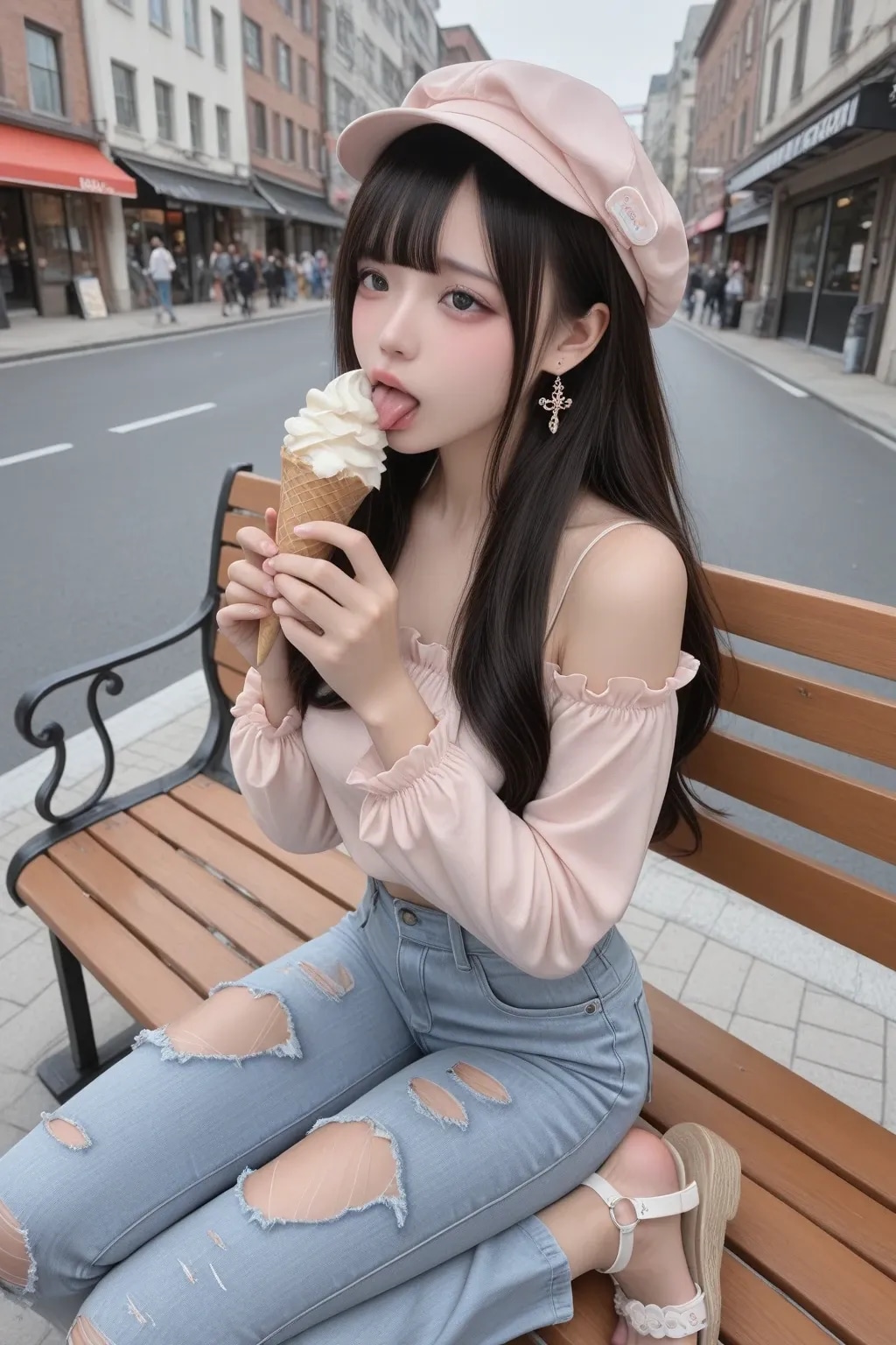 地雷系ちゃんとアイスクリーム《SeaArt》