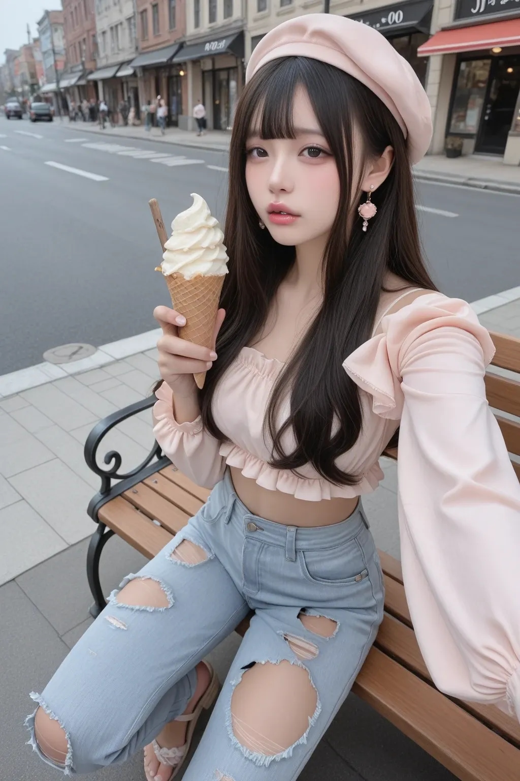 地雷系ちゃんとアイスクリーム《SeaArt》