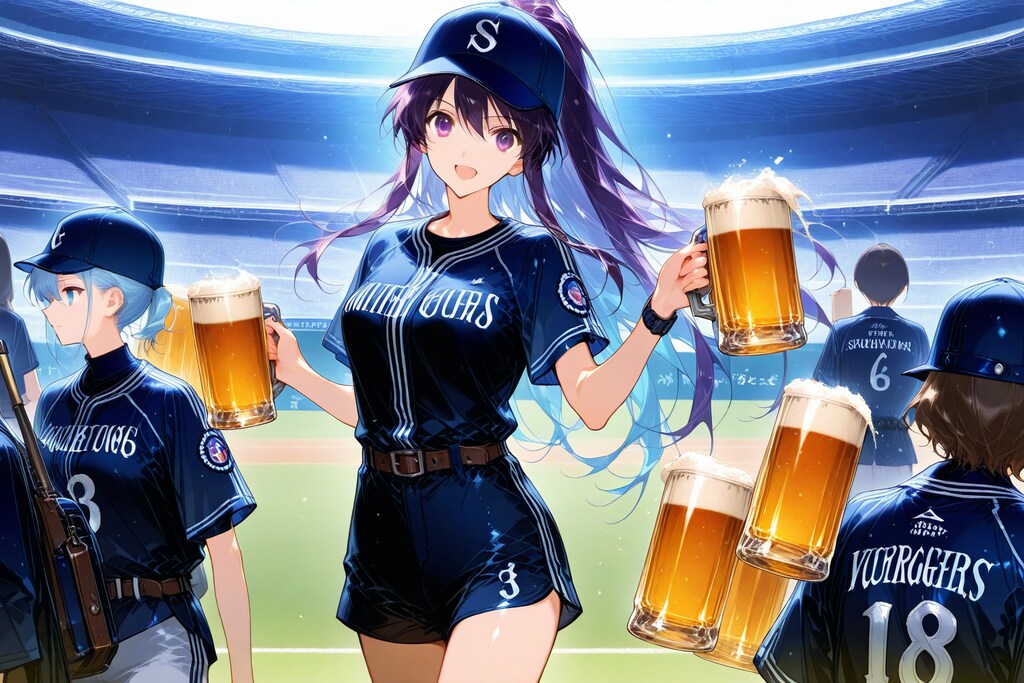 球場の女神、笑顔で一杯！