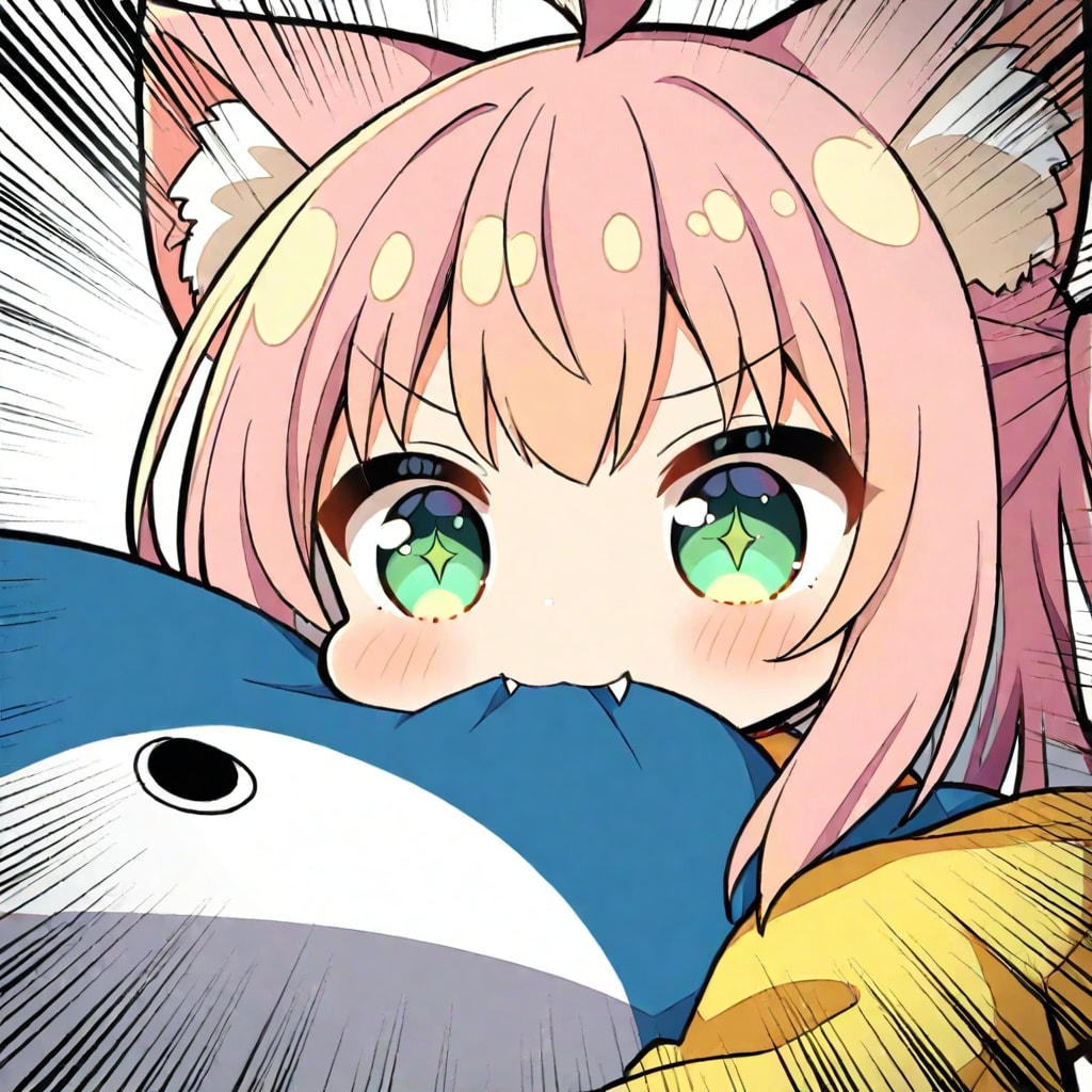 おさかにゃのぬいぐるみに噛みつくねこ | の人気AIイラスト・グラビア