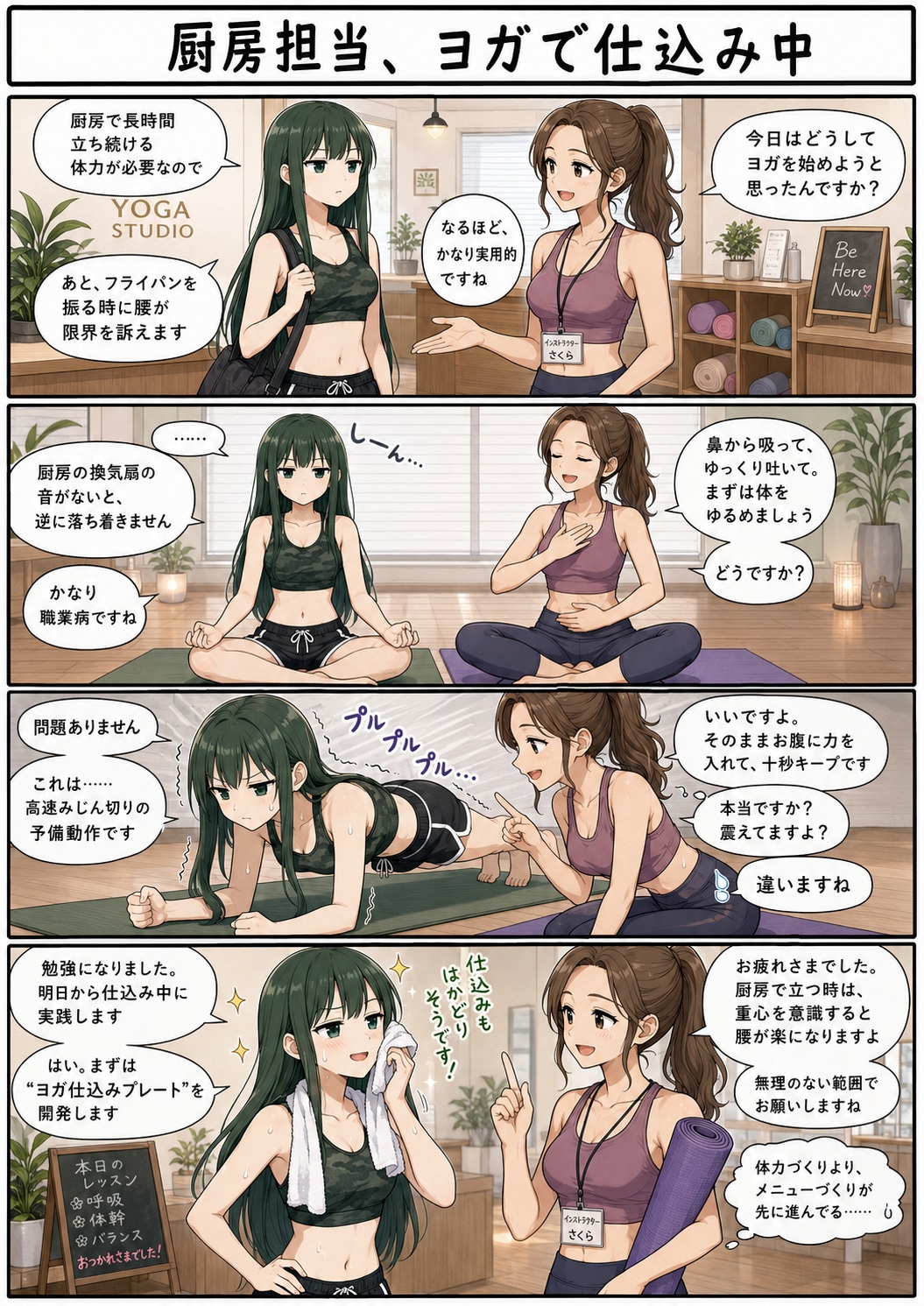 厨房担当、ヨガで仕込み中