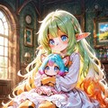 12枚）子猫を抱くケモ耳エルフさん 5枚目