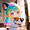 12枚）子猫を抱くケモ耳エルフさん 9枚目