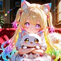12枚）子猫を抱くケモ耳エルフさん 2枚目