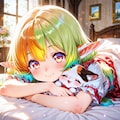 12枚）子猫を抱くケモ耳エルフさん 8枚目