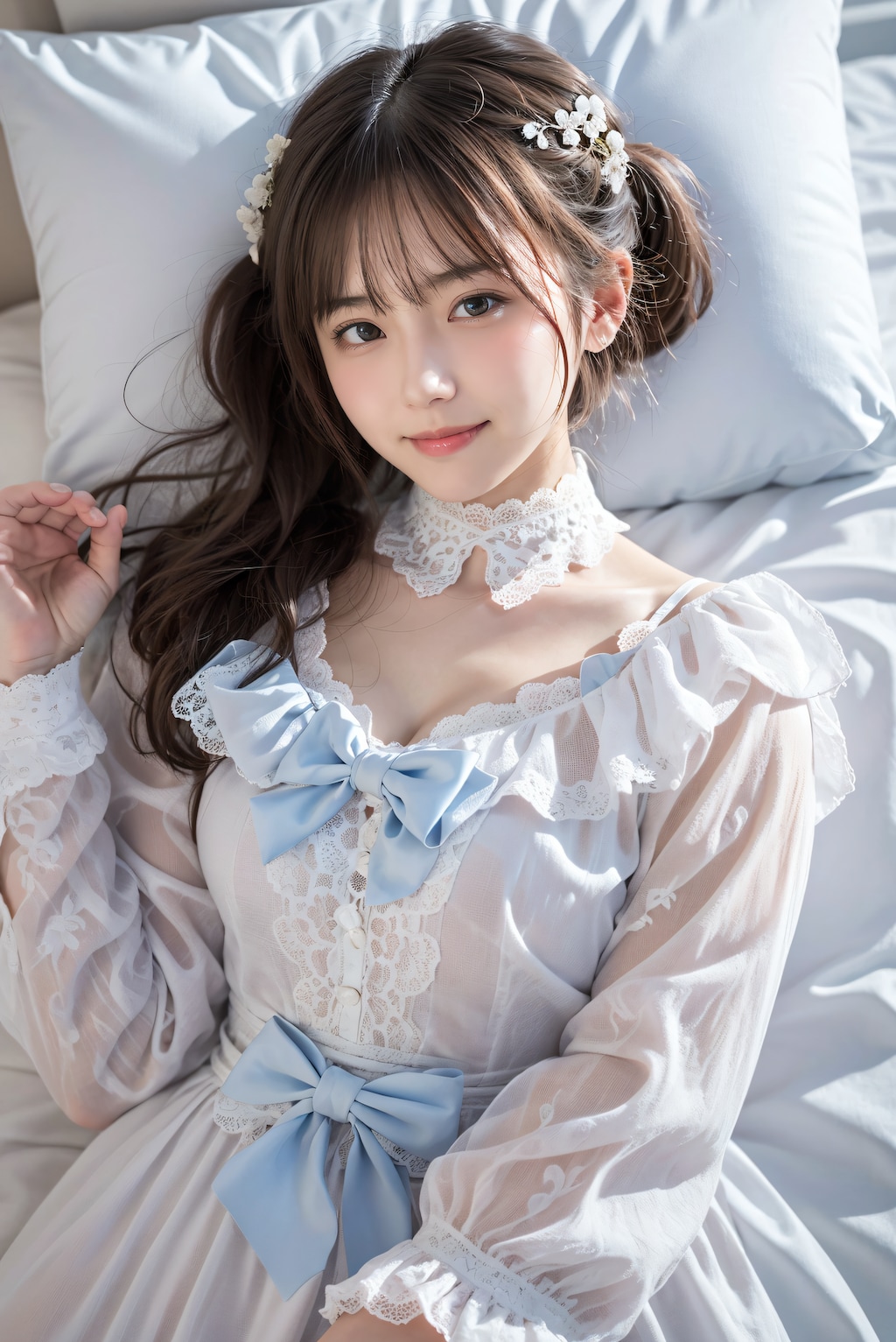 ベッドの上の女性