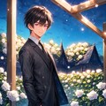 白いバラと、黒髪短髪男性＊その1(5枚) 2枚目