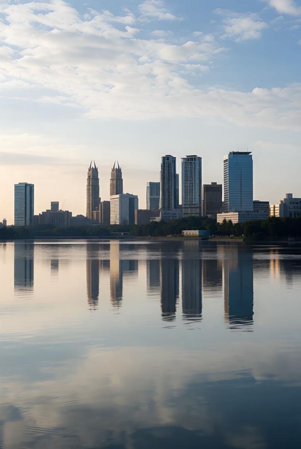 水面に映る街並み集