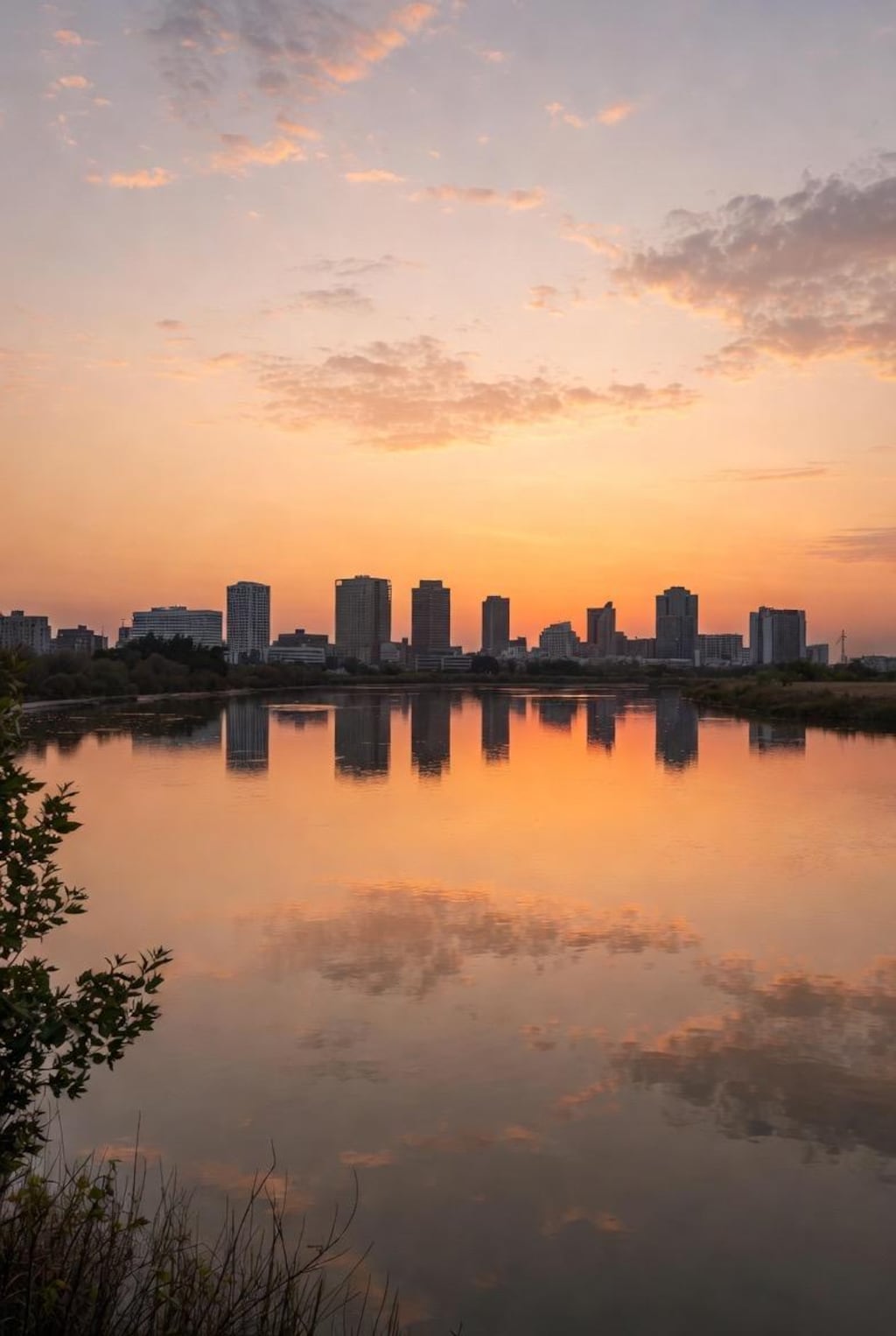 水面に映る街並み集