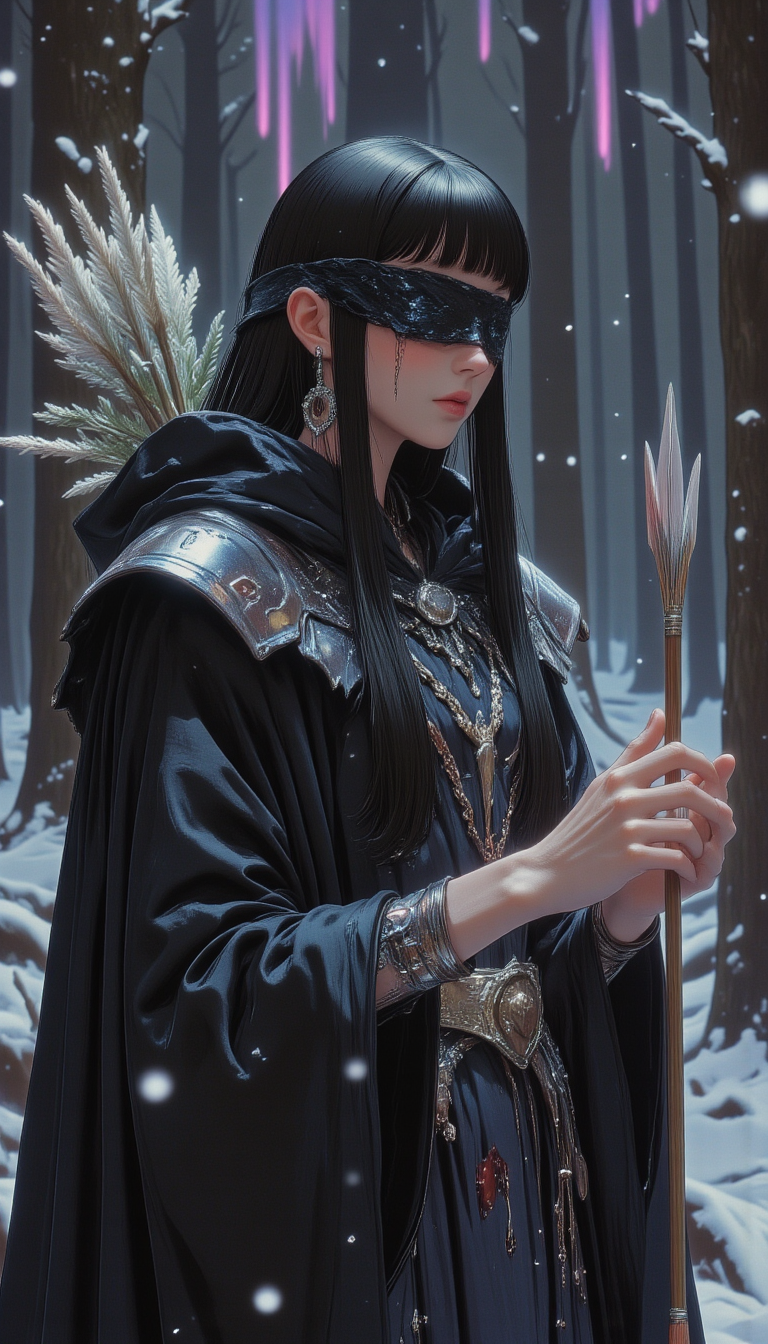 ホズ：闇に沈む冬の女神（男性神の女神化） | の人気AIイラスト・グラビア