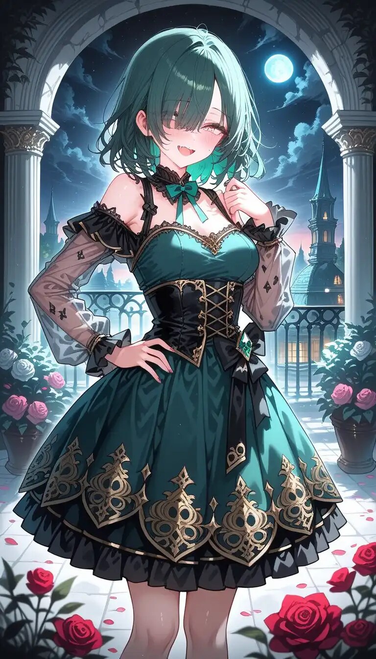 ゴシック様式ドレス姿の美少女