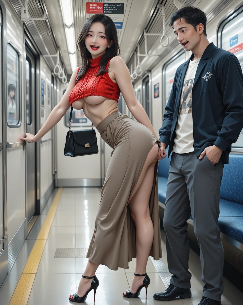 下乳シリーズ①下乳強調コーデで電車