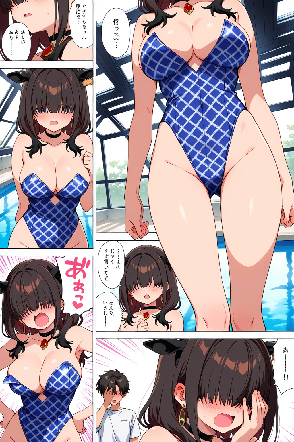 メカクレ女怪人ちゃん♪厚い前髪から薄っすら見える素顔がかわいい💕と言われて激しく動揺😍（HARPY製漫画）