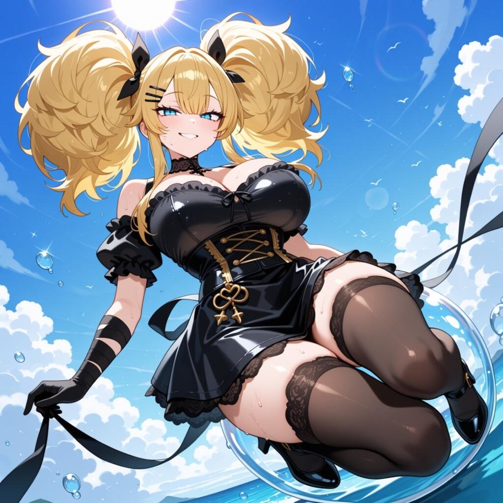 シャボン玉で飛ぶコスプレ人妻&ペン水彩猫画