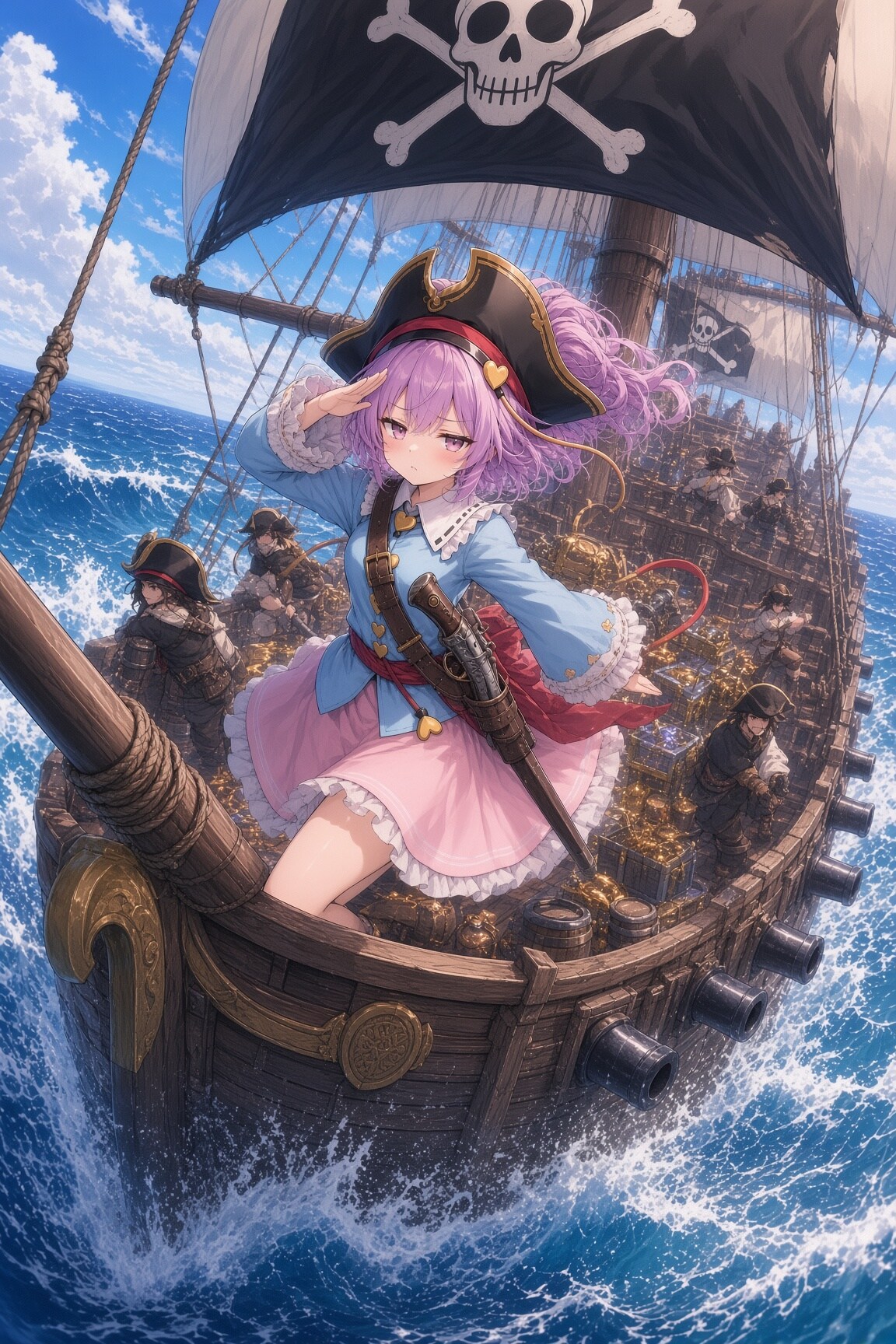 海賊船にお邪魔するさとりちゃん | の人気AIイラスト・グラビア