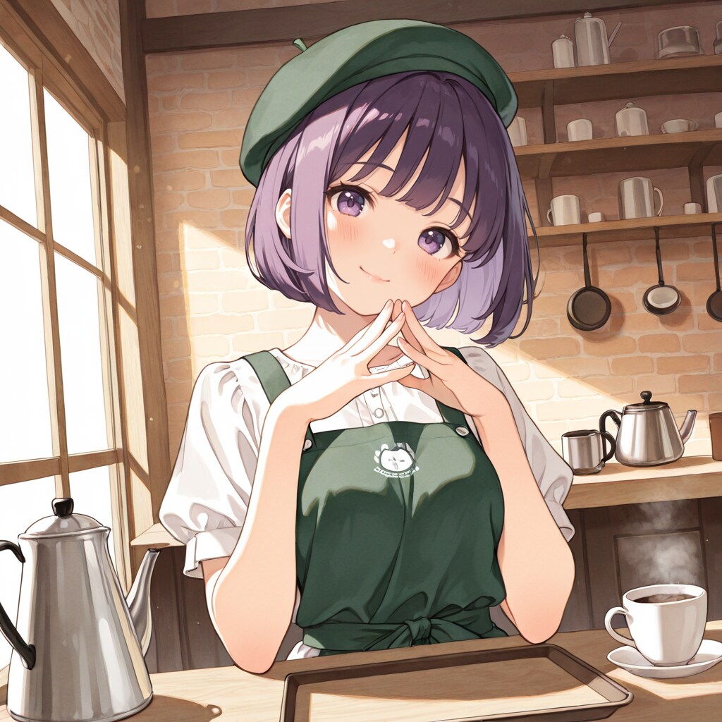 すみれちゃん、コーヒーショップで働く | の人気AIイラスト・グラビア