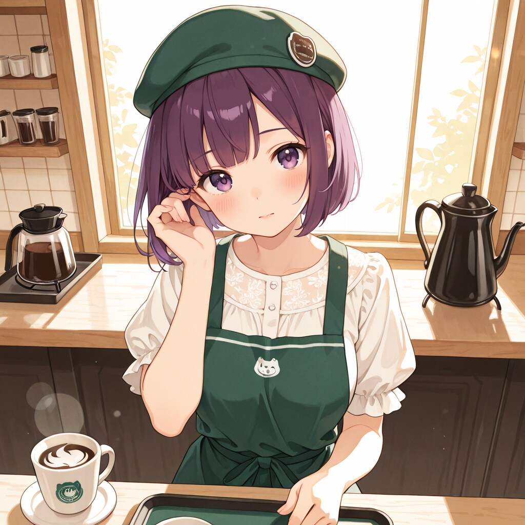 すみれちゃん、コーヒーショップで働く