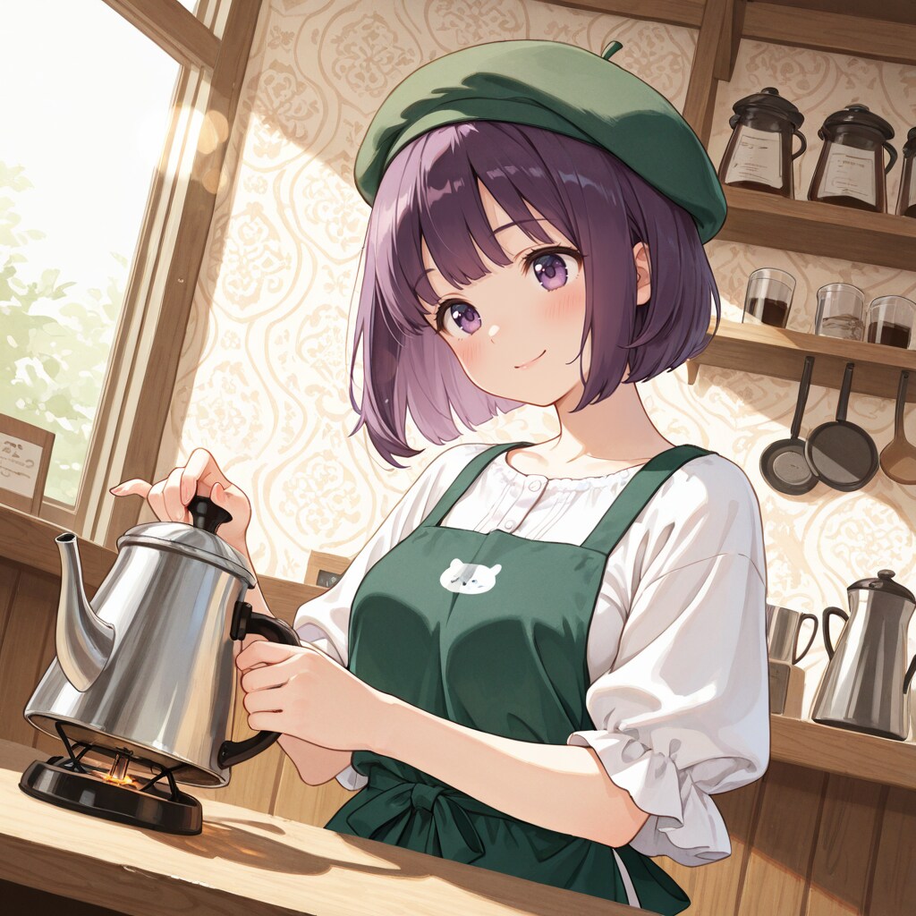 すみれちゃん、コーヒーショップで働く