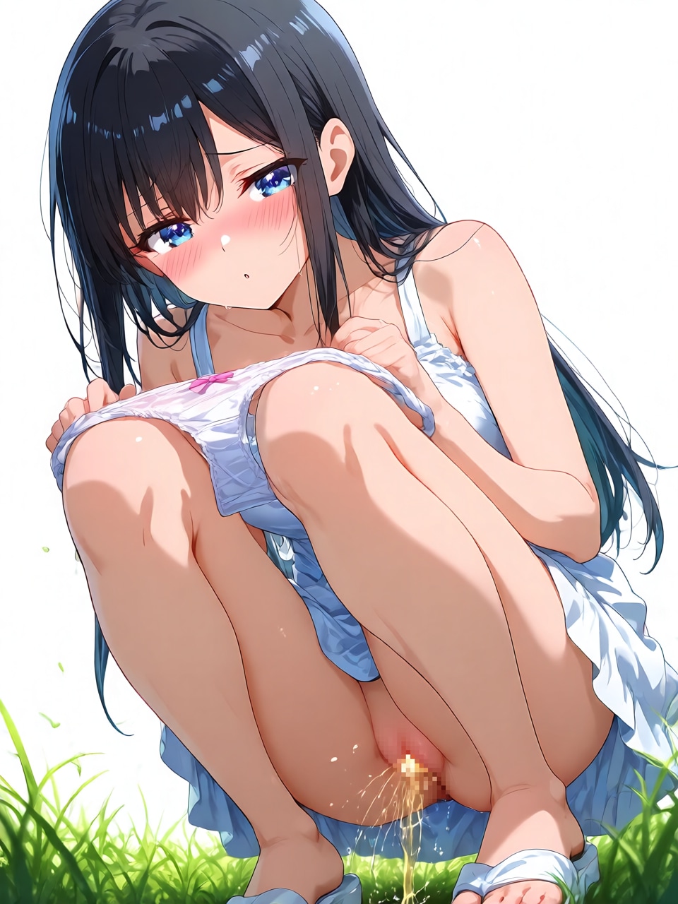 野外でお花摘み
