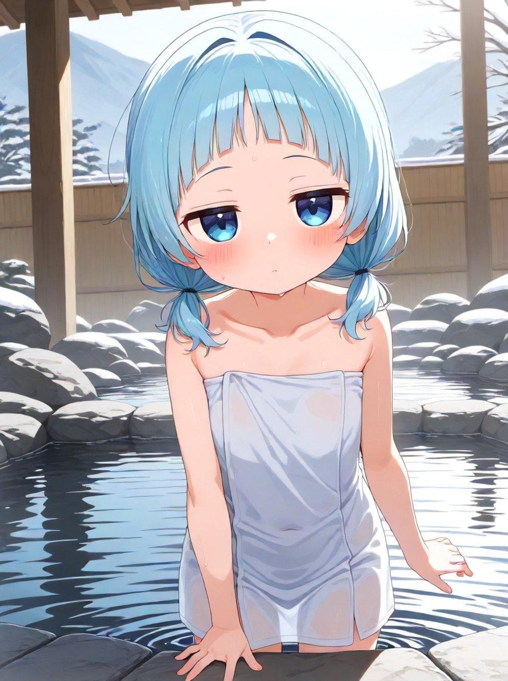 女の子と温泉