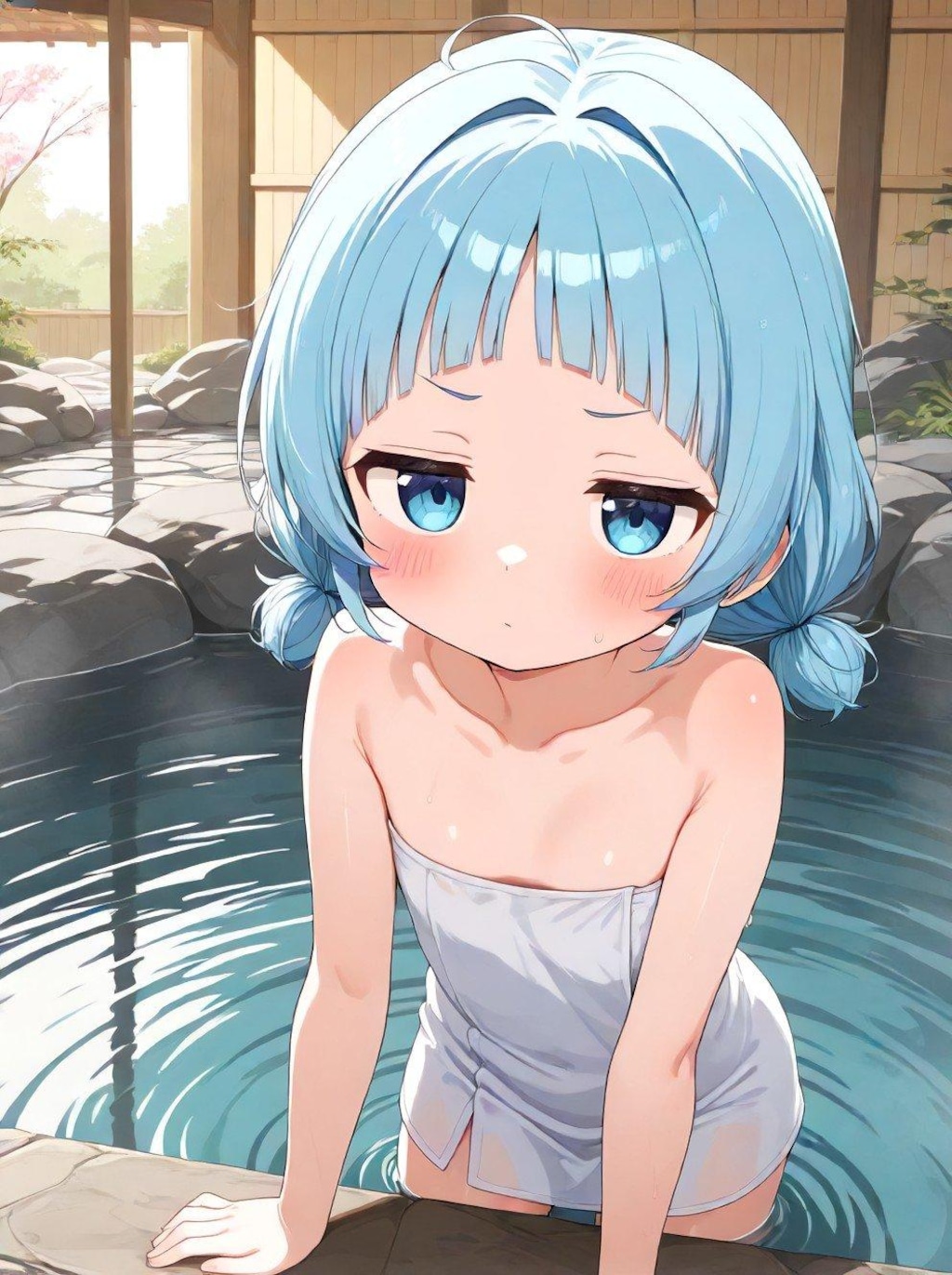 女の子と温泉