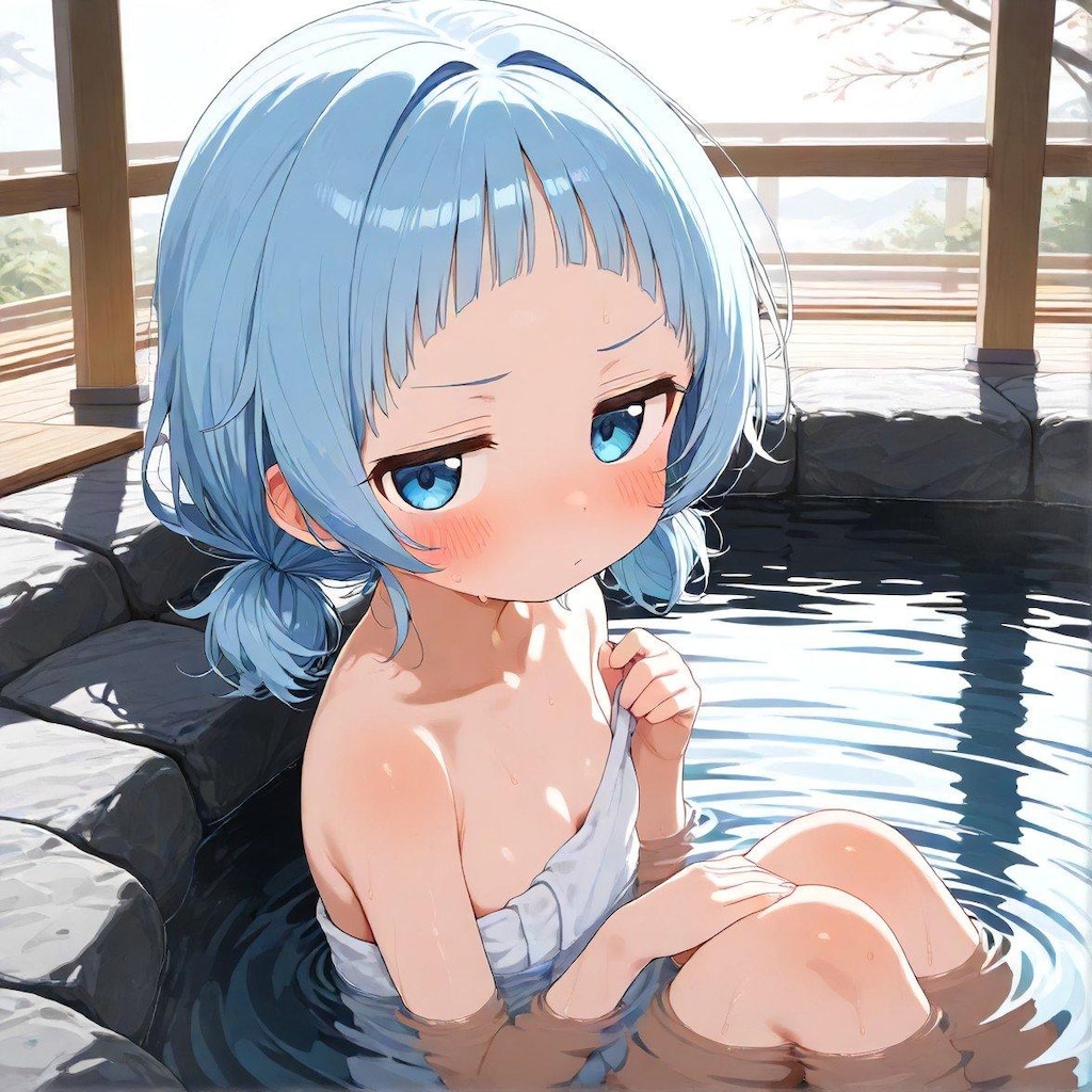 女の子と温泉