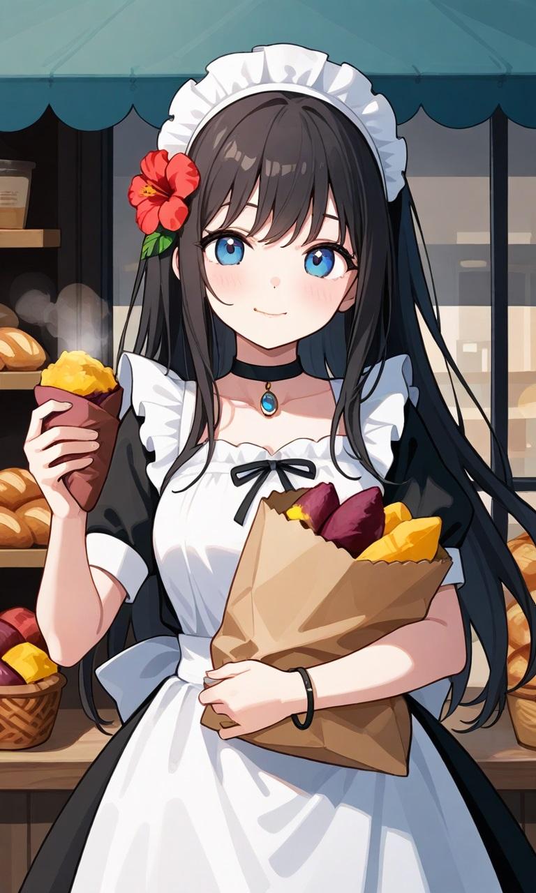 メイドのお姉さん　焼き芋
