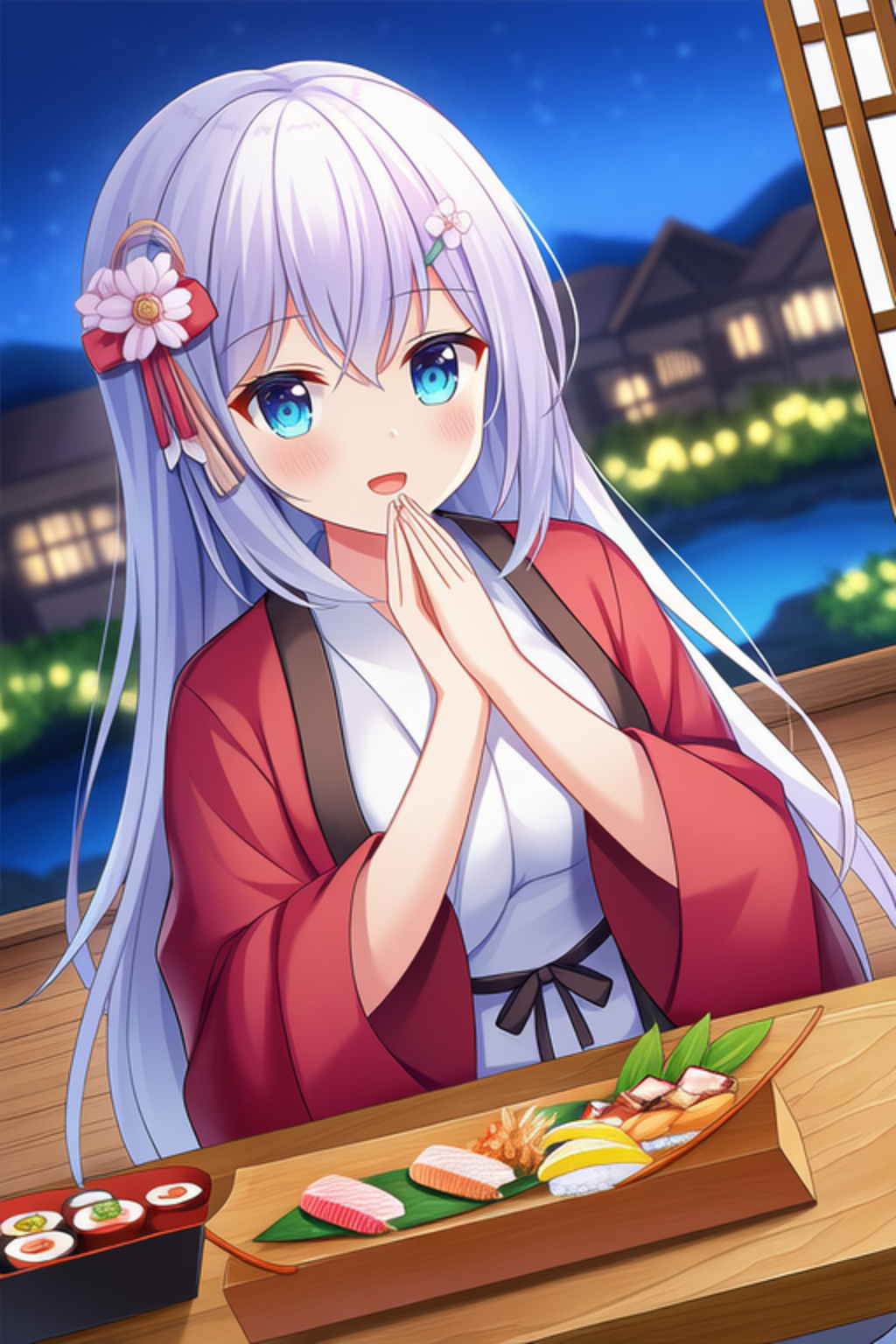 例の浴衣を装備した白髪ちゃん👘
